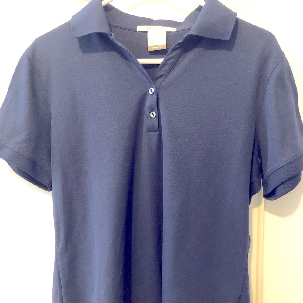 Navy blue ladies Nike golf polo shirt